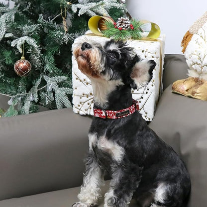 ARING PET Christmas Dog Collar, Cute Red Reindeer Cotton Lightweight Xmas Pet Collars for Puppy Small Medium Large Dogs-L