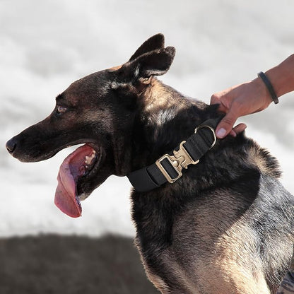 EXCELLENT ELITE SPANKER Tactical Dog Collar Military Adjustable Heavy Duty Training Dog Collar with Metal Buckle and Control Handle(Coyote Brown)