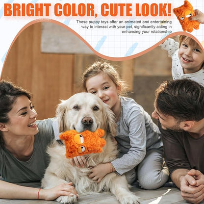 HUGEME Squeaky Dog Toy, Plush Stuffed Dog Toy Keep Them Busy Tug of War Dog Chew Toy for Small Medium Large Dogs (Orange)
