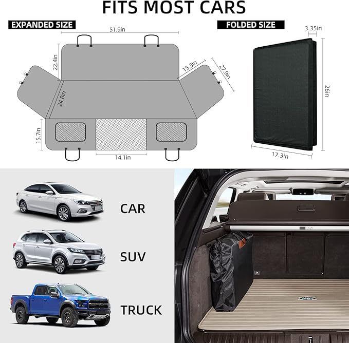 YJGF Back Seat Extender,Dog Seat Cover for Back Seat,Hard Bottom Car Seat Cover for Dogs,Dog Hammock for Car,Back Seat Pet Cover for Dogs（Grey,for Car/SUV/Small Truck）