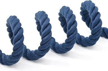 Mile High Life Dog Leash, Braided Cotton Rope Leashes with Leather Tailor Tip with Leather Tip - Heavy Duty Metal Clasp, 6FT, 1/2" Thick - Wedding, Walking Leash for Medium Large Dogs(Navy)