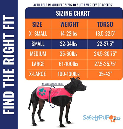 SafetyPUP XD Dog Reflective Vest – Hi-Vis Fluorescent Visibility That Helps to Safeguard Your Pet On/Off Leash in Urban & Rural Areas (Pink, Small)