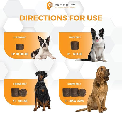 Progility Hip & Joint Supplement for Dogs – Daily Mobility & Joint Support with Glucosamine, Chondroitin & MSM, Soft Chews (90 Count)