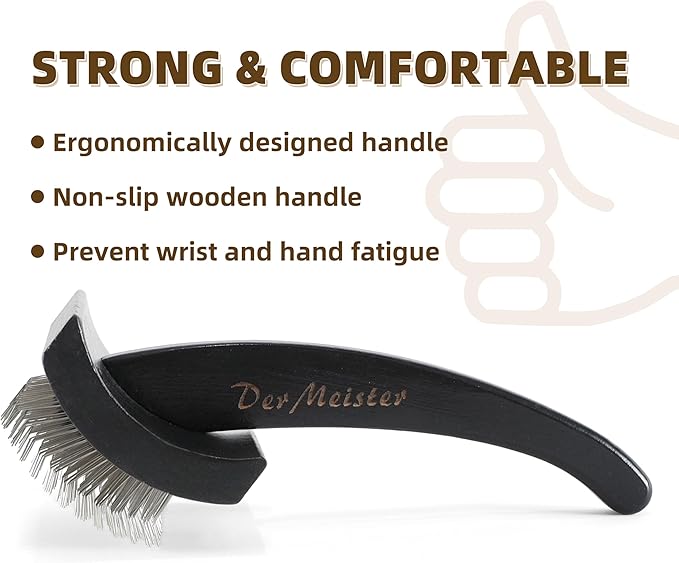 Wooden Dog Slicker Brush Cat Grooming Brush with Extra Long Pin for Long Haired Dogs Poodles Goldendoodles and Labradoodles Black