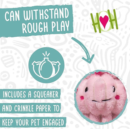 HuggleHounds X-Brace Squeaky Dog Toy - Interactive Dog Toys for Medium & Large Pets to Keep Them Busy, Pet Supplies, Soft & Cute Puppy Plush with Squeak, Tough Plushy - Kiki Axolotl, Small