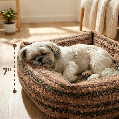 WESTERN HOME WH Dog Bed for Small Medium Dogs, Washable Small Medium Dog Bed, High Back Support Pet Sofa with Sides, Soft Pet Beds with Anti Slip Bottom, 25inch, Brown