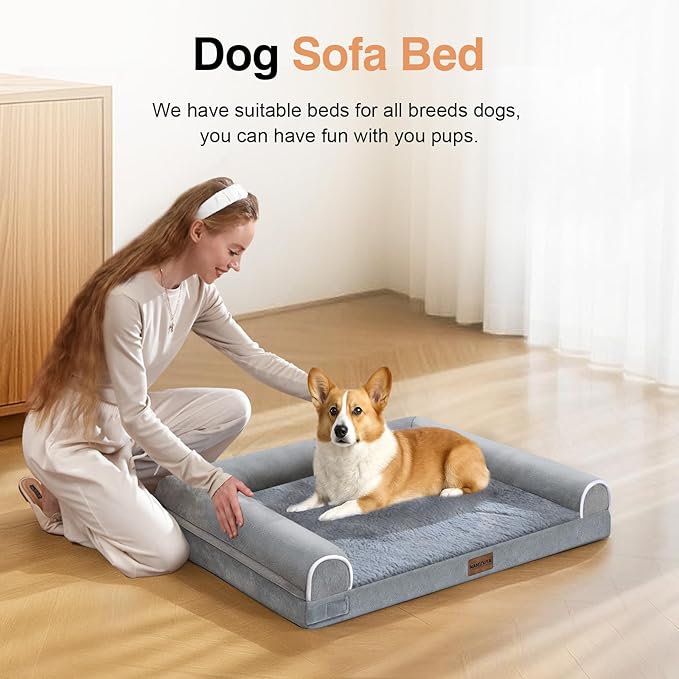 Medium Dog Bed Orthopedic Washable: Beds Bolster Medium Sized Dogs Bed Egg Crate Foam Couch Sofa Waterproof with Removable Cover