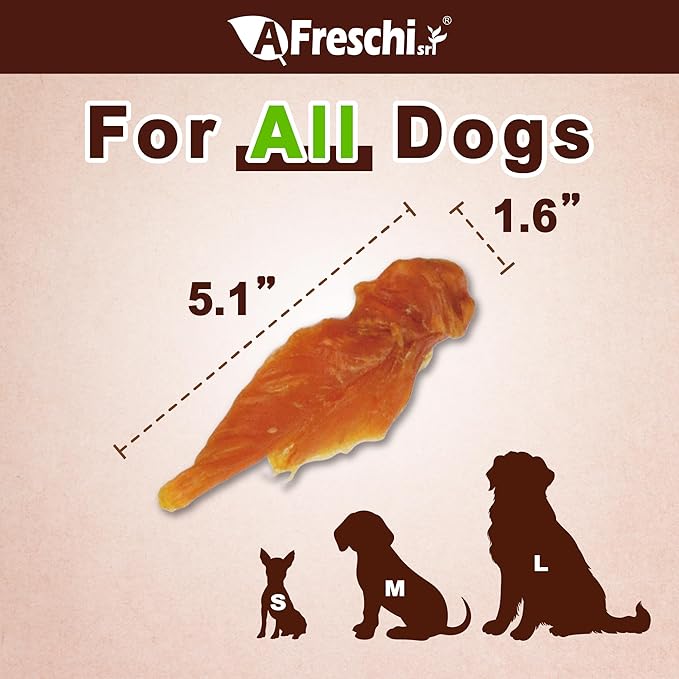 A Freschi srl Chicken Jerky for Dog, All Natural Dog Treat, High-Protein, Healthy & Easily Digestible, Grain-Free Puppy Chews, Training & Rewards Dog Snacks, Chicken Fillet Jerky, 16 oz Pack