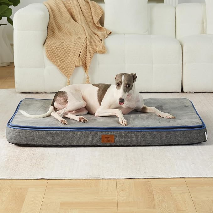 LIORCE Memory Foam Large Dog Bed - 4” Thick Orthopedic Beds for Large Dogs - Waterproof Dog Bed with Removable Washable Cover & Wrap-Around Zipper - Ultimate Comfort and Easy Maintenance