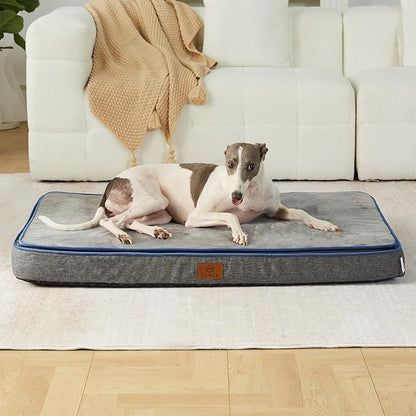 LIORCE Memory Foam Large Dog Bed - 4” Thick Orthopedic Beds for Large Dogs - Waterproof Dog Bed with Removable Washable Cover & Wrap-Around Zipper - Ultimate Comfort and Easy Maintenance