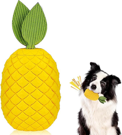 Pineapple Dog Toys for Aggressive Chewers, Indestructible Chew Toy with Squeaker for Small Dogs - Durable Rubber Puppy Teething & Interactive Play
