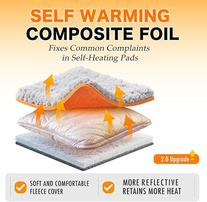 WanpeeGoo Self Warming Cat Bed, Heated Cat Bed, 2.0 Upgraded Dual-Layer Thermal Foil Heating Pad, Plush Self-Heating Pet Mat for Crate, Floor, with Removable Washable Cover, Non-Slip, 15"x19"