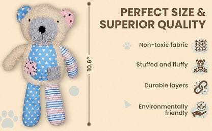Colorful Patches Set - Bear, Bunny, Elephant, Squeaky Plush Dog Toys, All Bread Sizes, Toys, 3-Pack