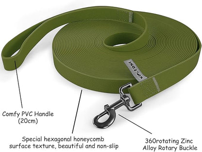 Wolfone 3m Dark Green Heavy Duty Robust Training Dog Leash with Anti-Slip Handle，Waterproof Long Dog Leash for Outdoor Activities