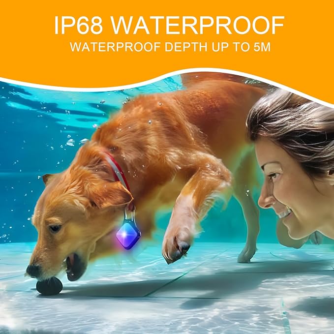 Dog Collar Light 4 Modes RGB Lights High Capacity USB Rechargeable Dog Light Waterproof for Night Walking(2 Pack Black)