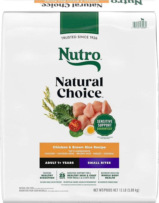 Nutro Natural Choice Adult Small Bites Dog Food, Chicken & Brown Rice Recipe, 13 lb. Bag