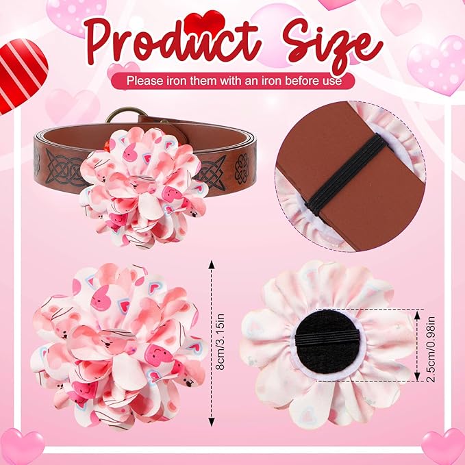 50 Pcs Valentines Day Dog Collar Flowers Bulk Pin and Red Heart Dog Flower Grooming Charms Accessories for Cat Pets Collar Attachment Embellishment Valentine's Day Sweet Party Costume