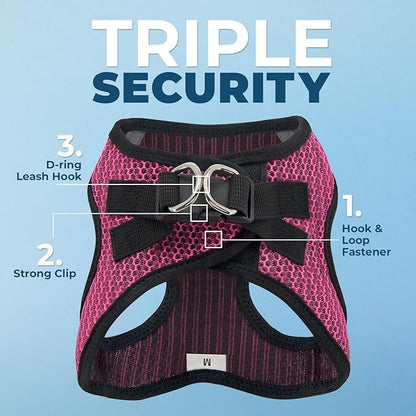 Best Pet Supplies Voyager Step-in Air Harness - All Weather Mesh, Reflective, No Pull Harness for Dogs, Cats - Secure with Hook & Loop Fastener, Buckle, Double D-Rings - Fuchsia 2-Tone, S