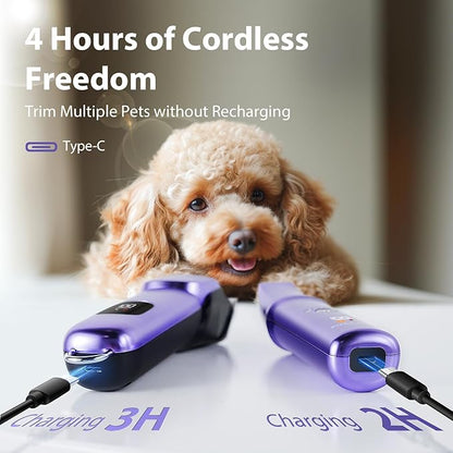 FuzzyFix Dog Grooming Kit, Dog Clippers for Grooming for Thick Curly Coats, Professional Pet Hair Shaver Paw Trimmer Cordless Rechargeable Low Noise for Dogs Cats Animals Face Ear