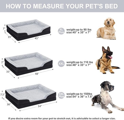 LEXTRO Orthopedic Dog Bed for Extra Large Dogs, Egg Crate Foam Bed for Extra Large Dogs, Equipped with Removable Waterproof Pillow Cover and Anti-Slip Bottom, Pet Bed