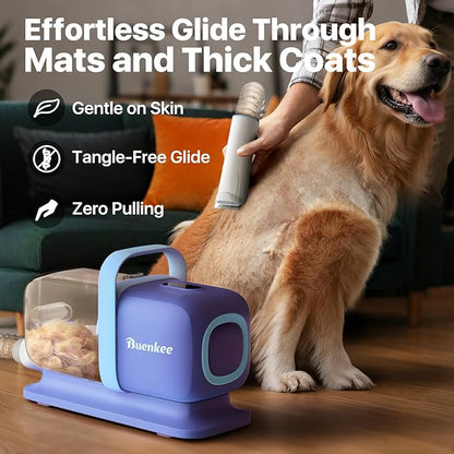 Dog Grooming Kit with Vacuum, 15000Pa Pet Hair Clipper and Shedding Brush, 50dB Low Noise, 2L Capacity, White