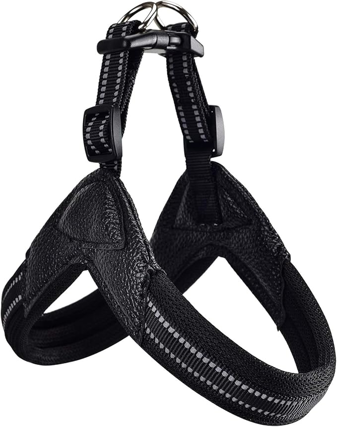 Dog Harness No Pull Ultra Soft Breathable Padded Pet Harness 2 Adjustable Botton, 3M Reflective Pet Harness for Dogs Easy Control for Small Medium Large Dogs (L, Black)