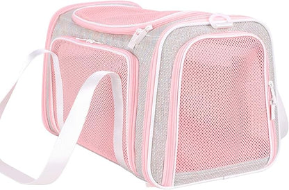 petisfam Soft Cute Travel Pet Carrier Bag for Medium Cats, Kitty and Puppy, Fantasy Pink, M