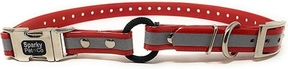 Sparky Pet Co -Zeus ECollar Replacement Strap - Bungee Loop Dog Collar - Waterproof Biothane - Adjustable - Double Buckle - Quick Snap Metal Clasp - Invisible Fence Systems - 1"x 30" Red Refl