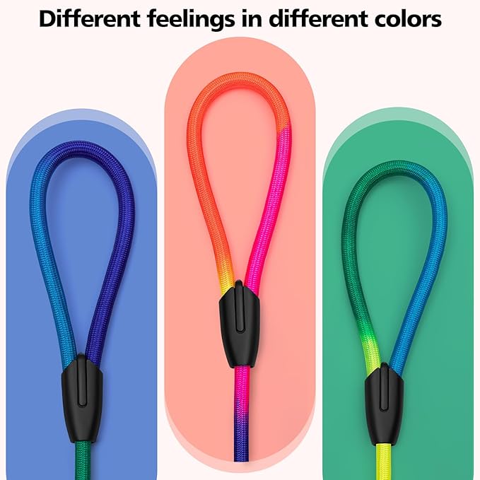 3-Pack Adjustable Rainbow Dog Slip Leads Multi-Color, 5FT Reflective Nylon – No Collar Needed, No-Pull, Ideal for Small/Medium Dogs (Training/Walking)