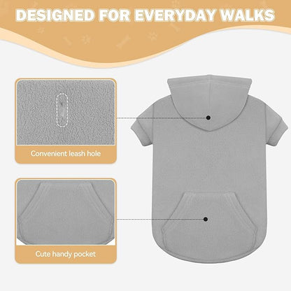 Dog Sweater,Dog Hoodies for Medium Dogs,Warm Fleece Sweatshirt with Hood & Pocket,Leash Hole,Cozy Cold Weather Pet Clothes Pet Sweater for Medium Dogs(Grey,M)