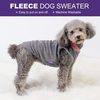 cyeollo 2 Pack Dog Sweaters for Small Dogs Lightweight Stretchy Fleece Vest Pullover Dog Sweatshirt with Reflective Stripe Pet Clothes Coats Size L Pink & Grey
