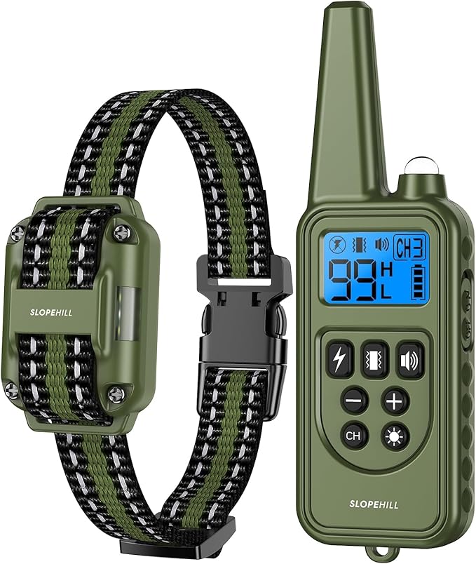 Dog Training Collar with 7 Training Modes, 4200Ft Remote Electronic Dog Shock Collar, Electric Shock Collar for Small Medium Large Dogs,Dark Green