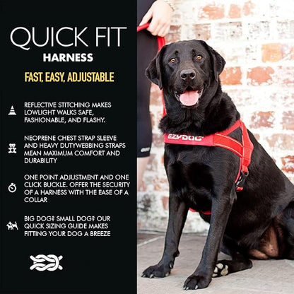 EzyDog Quick Fit Dog Harness – No Pull Harness for Training, Everyday Walking, and Easy Control - Adjustable Fit, Reflective, and Padded (Medium, Purple)
