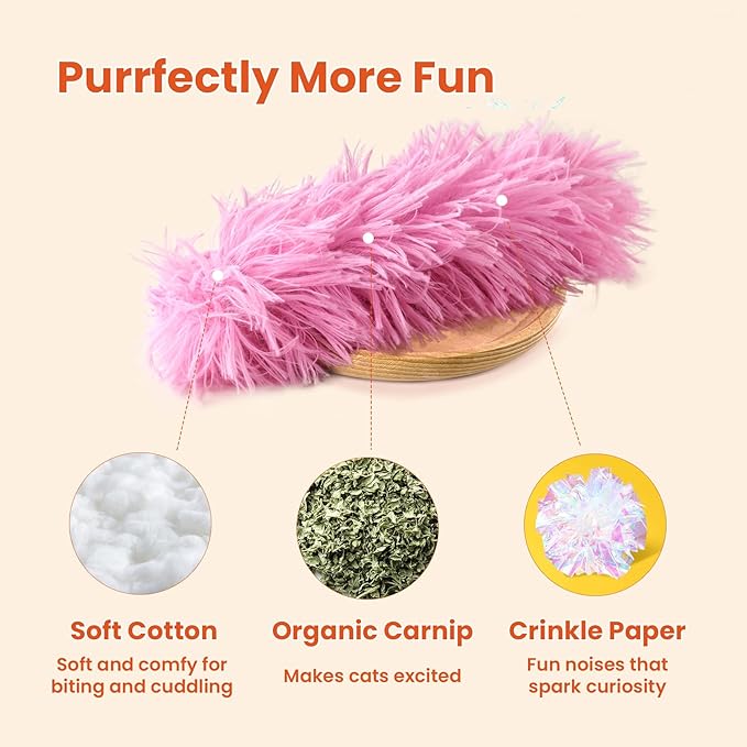 Petinstinct 3 Pack Cat Pillow Toys with Catnip, Soft Plush Crinkle Cat Kicker Toys, Interactive Indoor Kitten Chew Toys for Kitty Exercise, Catnip Toys, Promotes Self Play for All Breeds