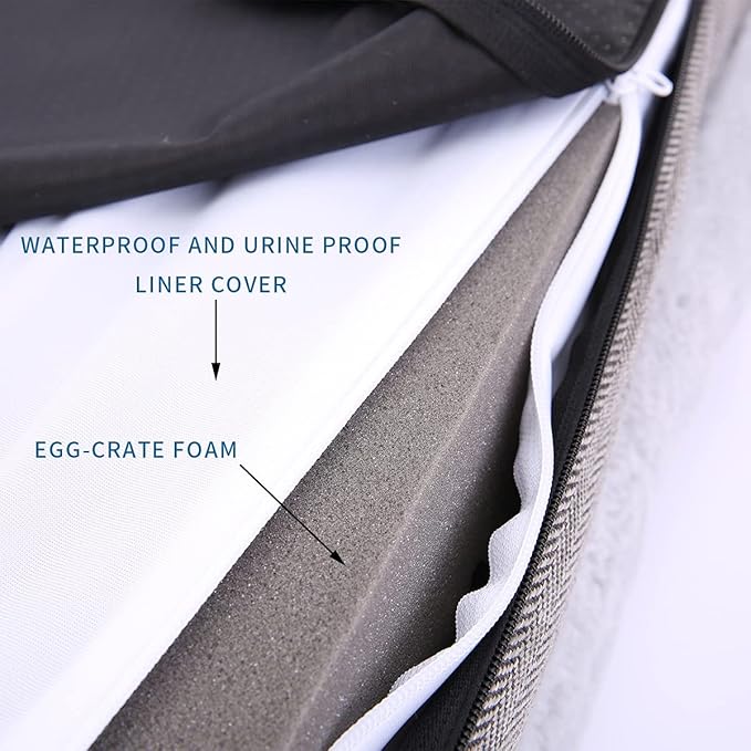WINDRACING Orthopedic Dog Bed for Extra Large Dogs, Bolster Sides Dogs Sofa Bed with Removable Washable Cover & Non-Skid Bottom, Soft Pet Bed with Egg Foam Dog Couch for Sleeping, 46 x 30 Inch, Gray