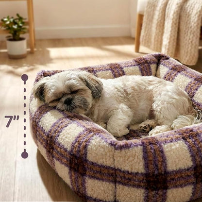 WESTERN HOME WH Dog Bed for Small Medium Dogs, Washable Small Medium Dog Bed, High Back Support Pet Sofa with Sides, Soft Pet Beds with Anti Slip Bottom, 25inch, Purple