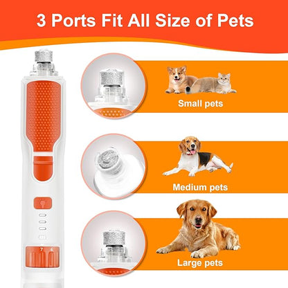 7-Speed Dog & Cat Nail Grinder with Light - Ring LED Safe to Avoid Overcut, Quiet Low Vibration & Powerful Fast, Cordless Rechargeable Toenail Trimmer for Small & Large Puppy & Breeds Paws(White)
