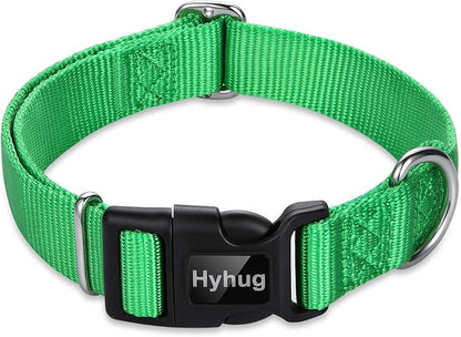 Hyhug Small Dog Collar Quick-Release Green| Heavy-Duty Nylon Puppy Collar, Adjustable & Durable Pet Supplies for Boy & Girl Dogs (Small, Lime Green)