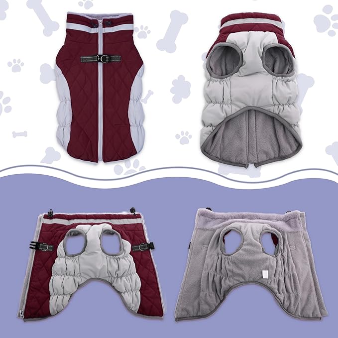 Lelepet Dog Coat Warm Dog Winter Coat Waterproof Dogs Jacket with Harness Built in Reflective Pet Fleece Vest Zip-Up Cold Weather Coats for Extra Large Dogs Turtleneck & Windproof Coats Great Dane 3XL