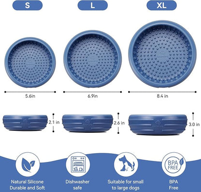 Dog Lick Bowl, Animire Freeze Lick Mat for Dogs, Non-Slip Slow Feeder Licking Bowl Enrichment Treat for Distraction Anxiety Relief, Food Grade Silicone, Dishwasher Safe(Dark Blue,S)