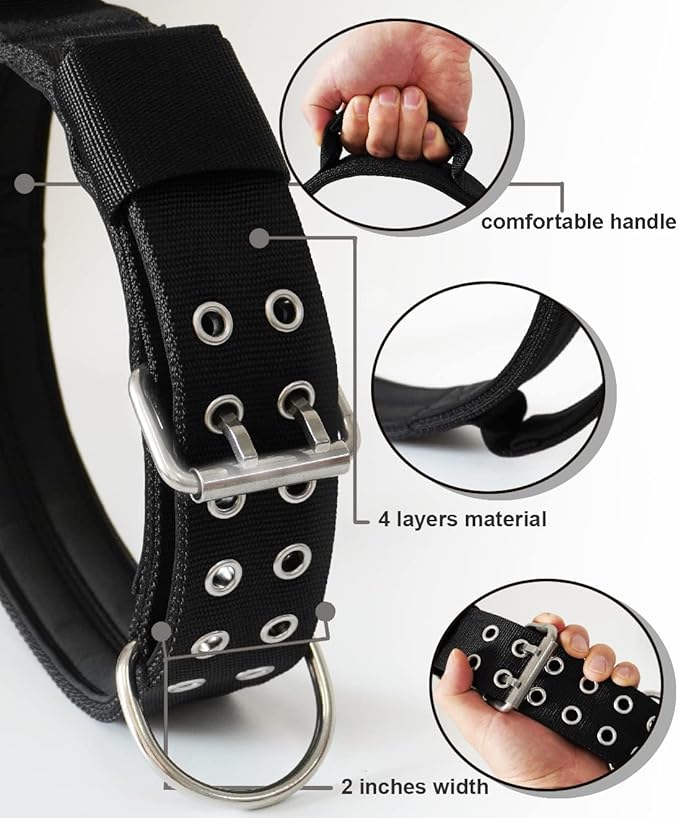 Dog Collar for Large Dogs - 2 in Black Collars with Handle for Extra Large Breed Dogs, Heavy Duty K9 Nylon Pet Tactical Collar XL, Best Choice for Pitbull Doberman Rottweiler 17"-22"