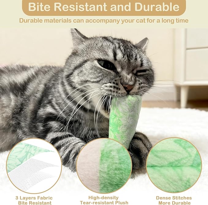 Tocirelo Catnip Toys for Cats 3pack - Bite Resistant Cat Nip Toys Filled with 100% Pure 45000mg A+Organic Catnip, Safe Kitten Teething Kicker Toys, Cat Chew Toy for Indoor Cats for Stress Relieving