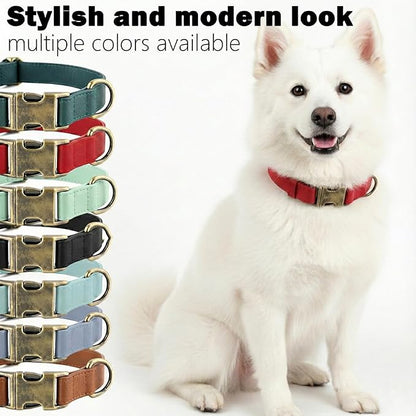 Leather Dog Collar Silicone Soft Flexible Waterproof Odor-Proof Durable Thick Classic Adjustable Pet Puppy Collar Dog Collars for Small Dogs(Red, Small (9-14" Neck))