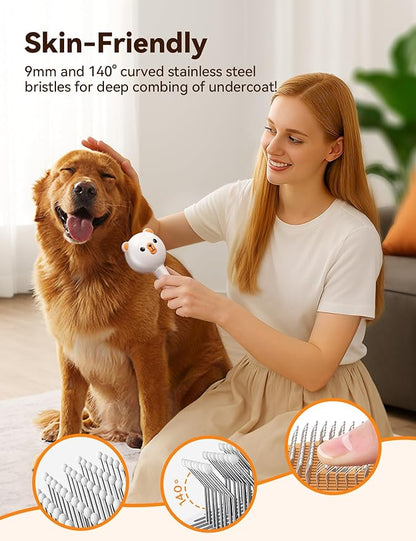Pet Steam Brush for Dogs & Cats , Brushes for Indoor Cats with Release Button, Dual Speed Spray USB Rechargeable Grooming Supplies, Dog Brush for Shedding Suitable for All Long- and Short-haired Pets