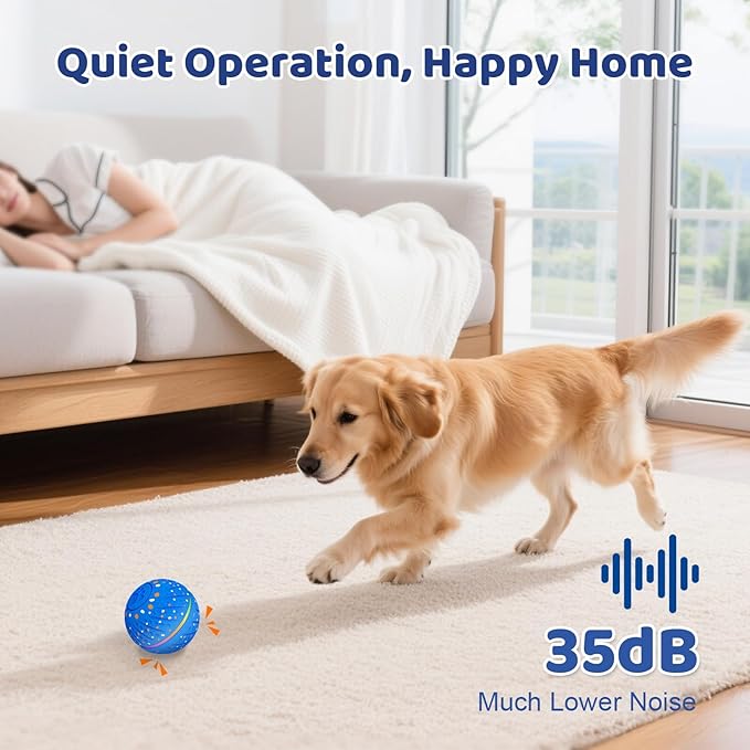Sankell Interactive Dog Toys Ball - Smart Moving Bouncing Dog Ball with RGB Lights, E-TPU Material, 3 Play Modes Automatic Rolling Dogs Toy for Small Medium Dogs Keep Them Busy(Blue)