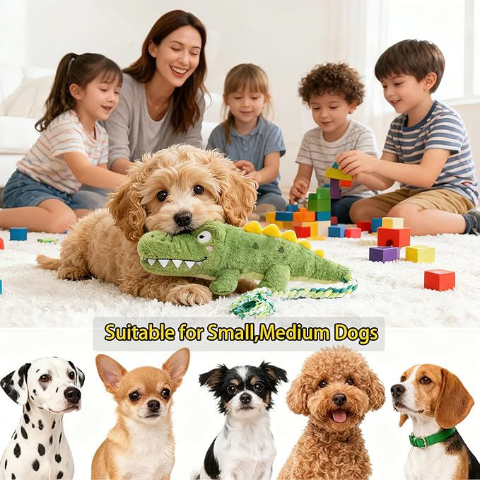 Long-Tailed Squeaky Alligator Dog Toy for Small Medium Dogs, Durable Plush Chew Toys for Aggressive Chewers, Interactive Puppy Toys for Boredom Relief and Comfort
