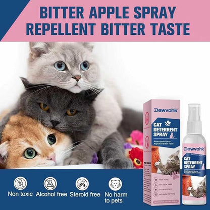 Dawvohk Bitter Apple Cat Repellent Spray - Natural Anti-Scratch Spray for Furniture Protection: Sofas, Carpets, Curtains — Indoor and Outdoor Cat Behavior Training, 4.06 oz(120ml)/1PC