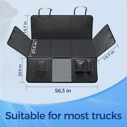 HOB4U Back Seat Extender for Dogs, Hard Bottom Dog Car Seat Cover for Truck Back Seat, Upgraded PU Leather Dog Hammock for Car, Waterproof, Anti Scratch, Larger Space, Holds 400lbs