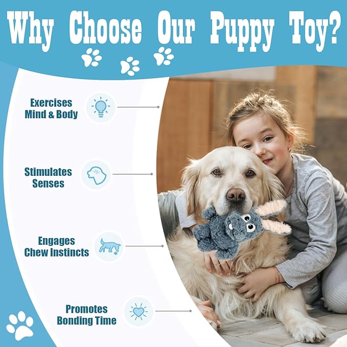 SLIWOWO Donkey Squeaky Dog Toys to Keep Them Busy, Stuffed Plush Dog Toy Birthday Gift Crinkle Pet Puppy Tug Toy for Small Medium Large Dogs (Grey)