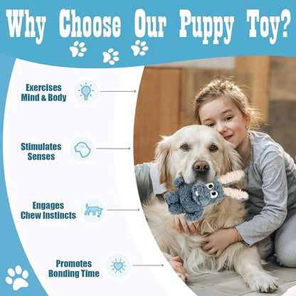 SLIWOWO Donkey Squeaky Dog Toys to Keep Them Busy, Stuffed Plush Dog Toy Birthday Gift Crinkle Pet Puppy Tug Toy for Small Medium Large Dogs (Grey)